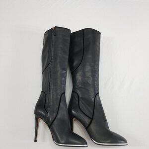 Diane Von Furstenberg DVF Blue Gray and Black Leather Stiletto Knee High Boot 9B